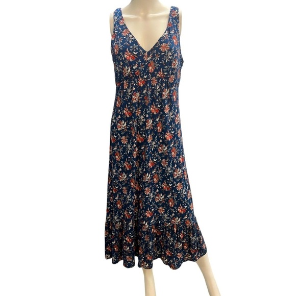 LOFT Dresses & Skirts - Loft Beach Navy Floral Maxi Dress Size M